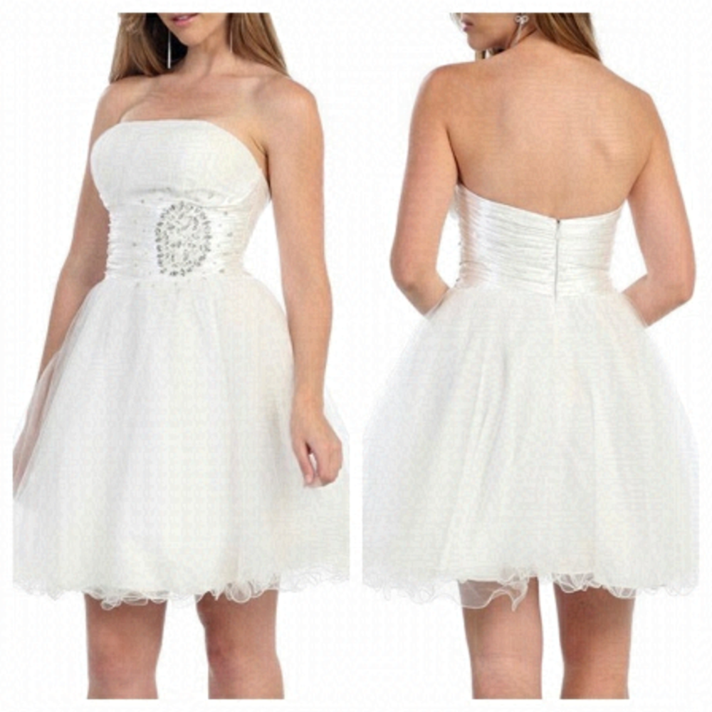 𝅺NEW May Queen  Ivory Embellished Convertible Cocktail Dress